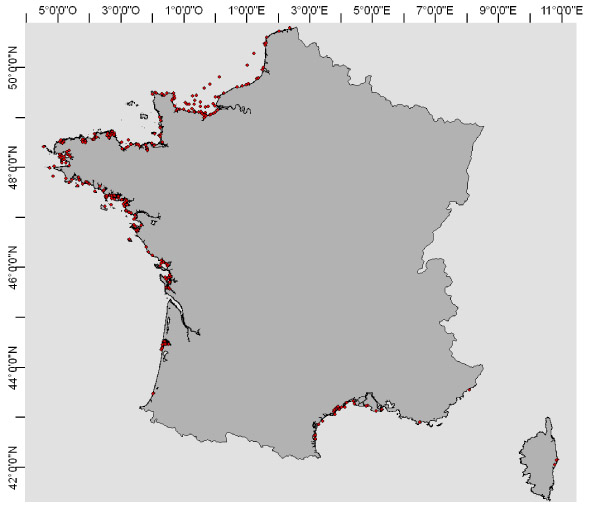 Figure 4 : REPHY (French PhytoPlancton Network), more than 300 stations along the French coasts